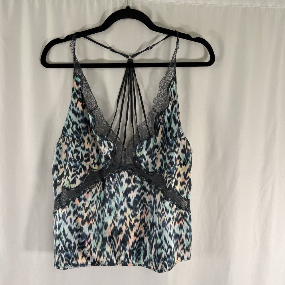 Victoria's Secret Night Shirt Women's Large Multicolor Lace Sheer Strappy Light